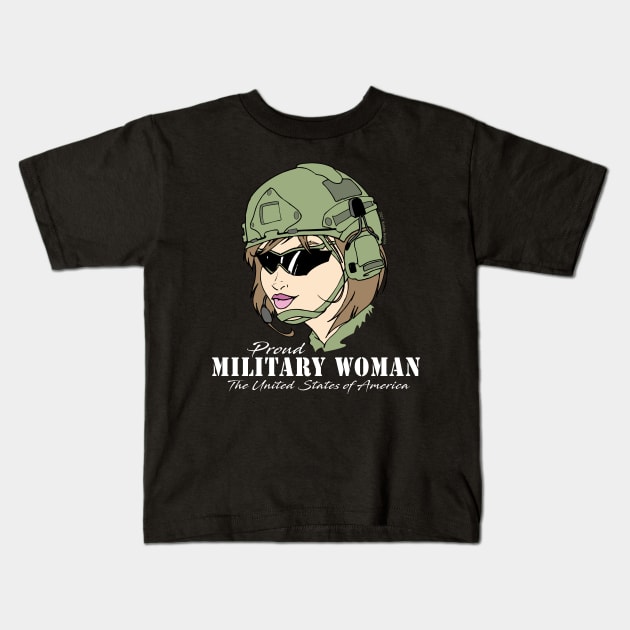 Proud Military Woman  V1    (dark tees) Kids T-Shirt by Illustratorator